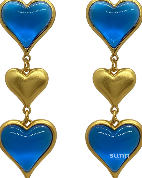 Londyn Elegant Blue Heart Earrings [FZDV8815]