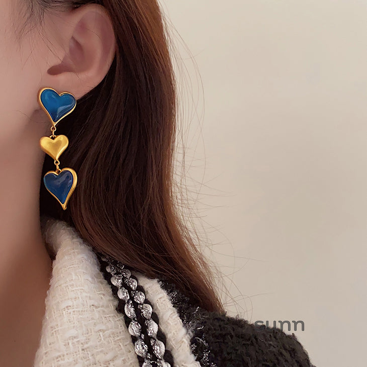 Londyn Elegant Blue Heart Earrings [P1LSRHG5]