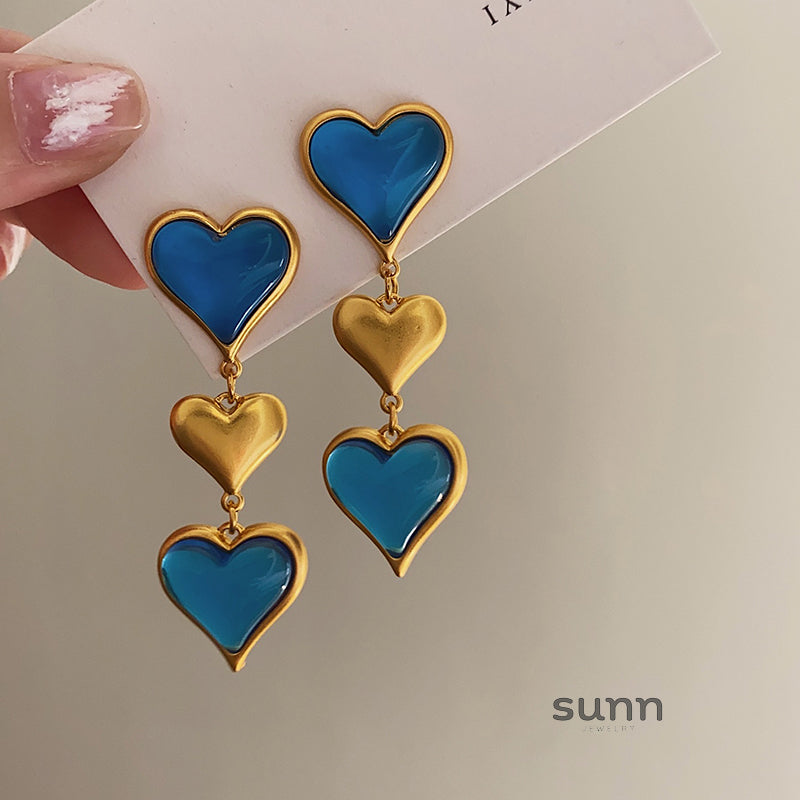 Londyn Elegant Blue Heart Earrings [58GLCJ7F]