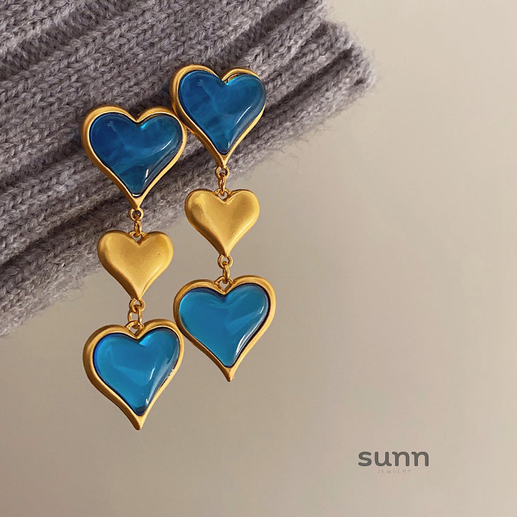 Londyn Elegant Blue Heart Earrings [OG1S26G9]