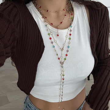 Loralei Layered Rhinestone Necklace [QPEQ7E4H]