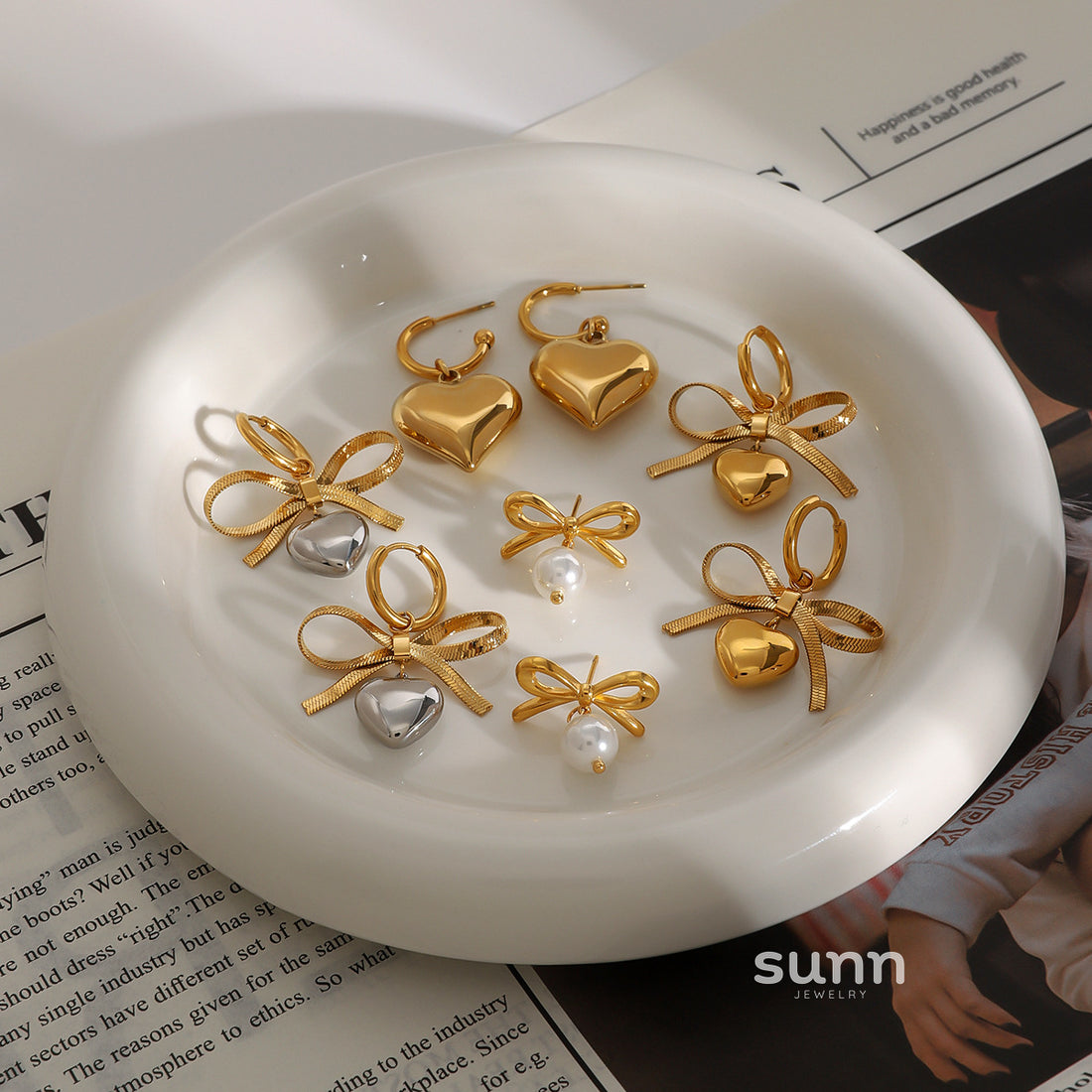 Loreal Delicate Bow Heart Earrings [TFVMLO7D]
