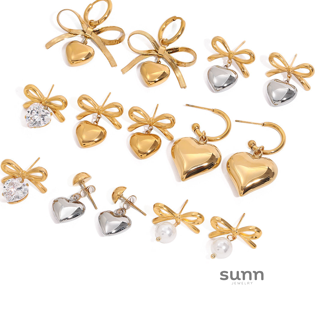 Loreal Delicate Bow Heart Earrings [QNVIA1F6]