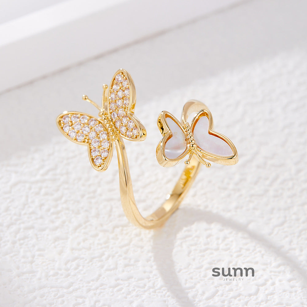Lorraine Natural Shell Butterfly Ring [FTFZUDQG]