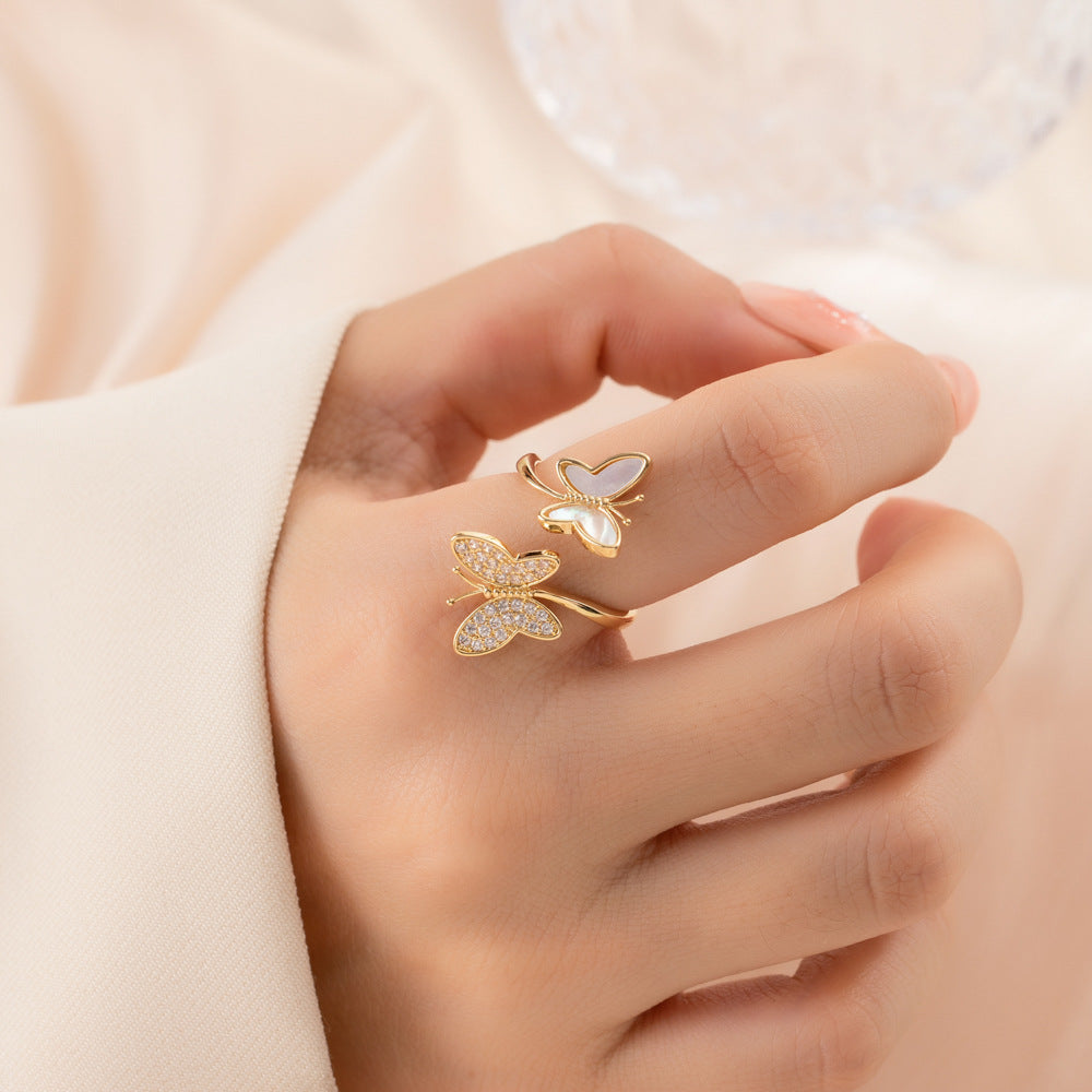 Lorraine Natural Shell Butterfly Ring [ZMJGXKLI]