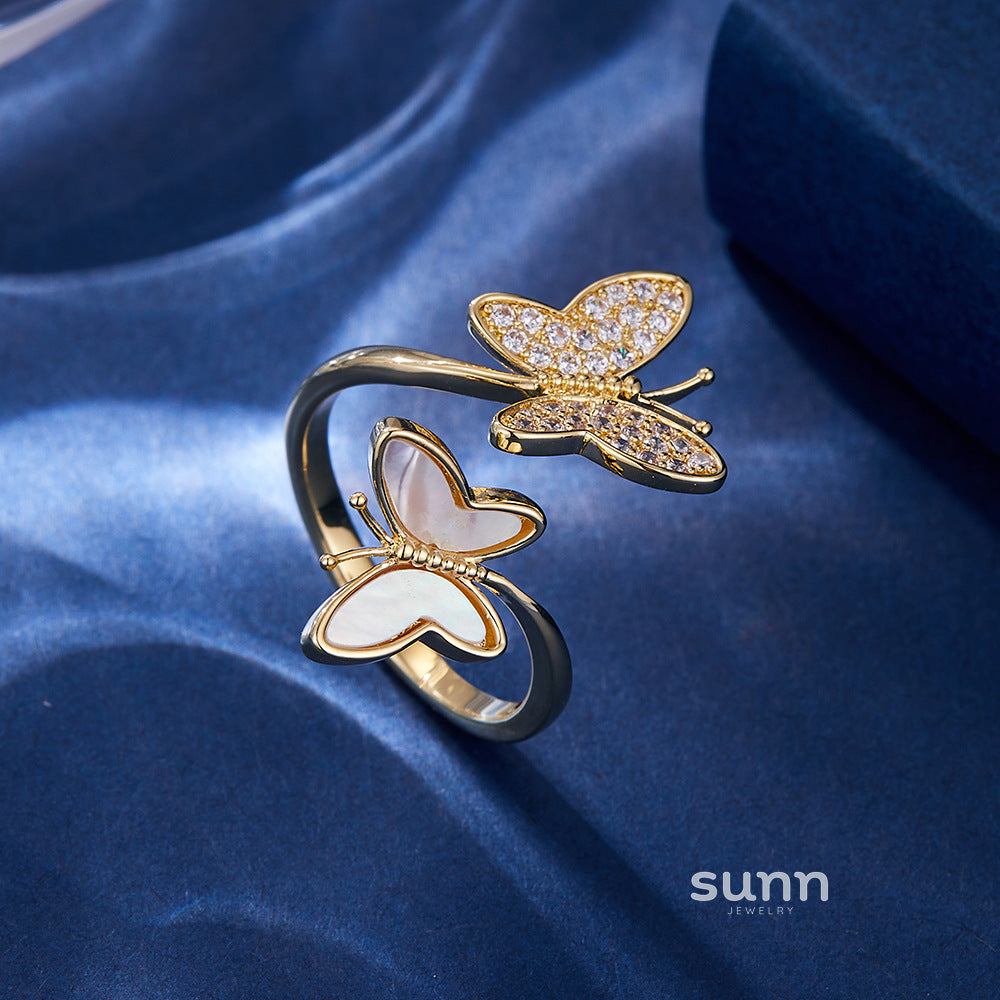 Lorraine Natural Shell Butterfly Ring [ZMJGXKLI]