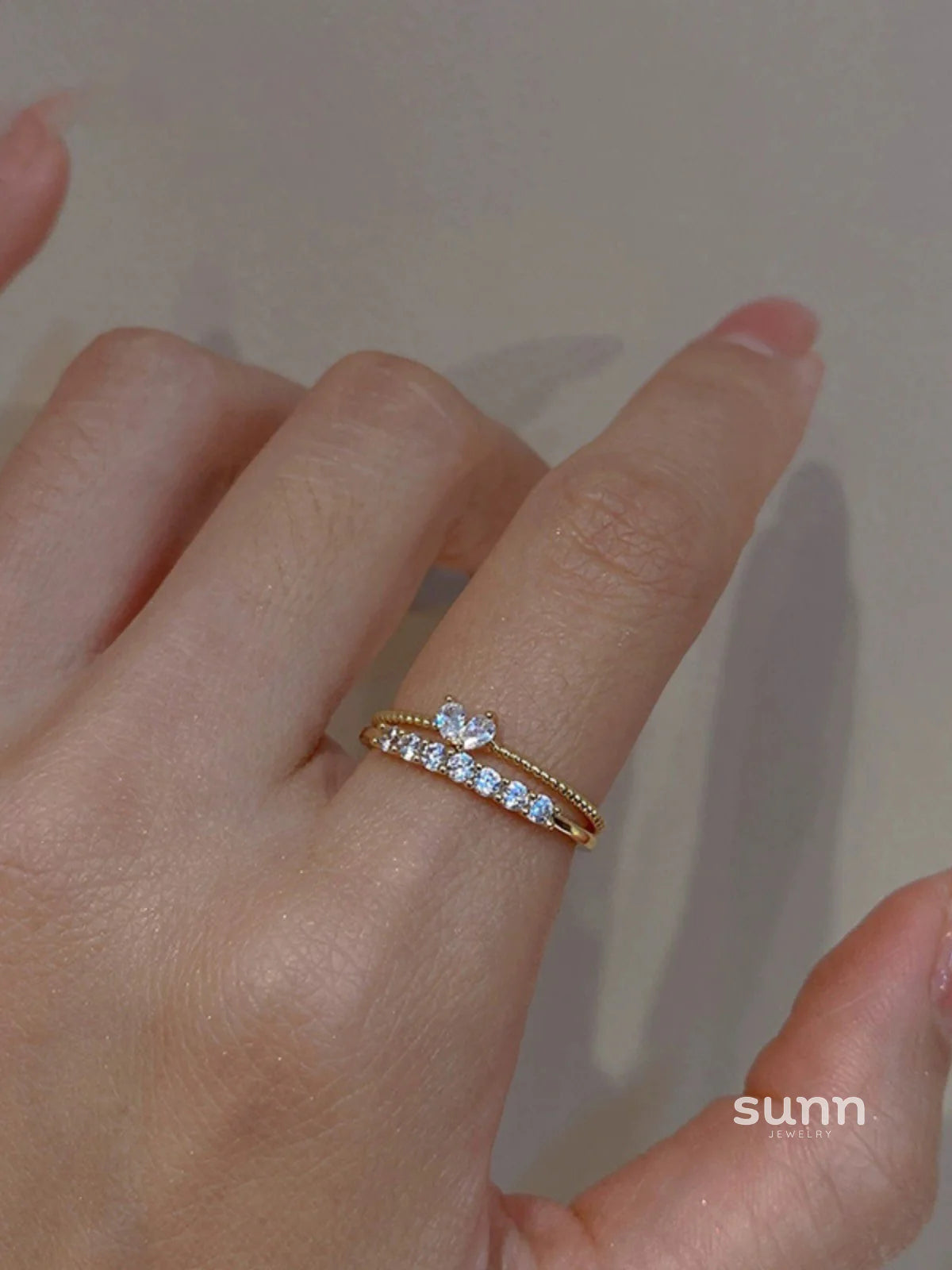 Loryn Golden Heart Zircon Ring