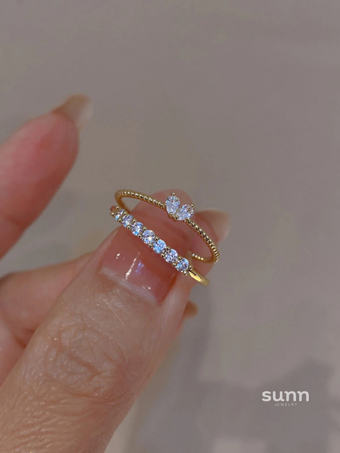 Loryn Golden Heart Zircon Ring