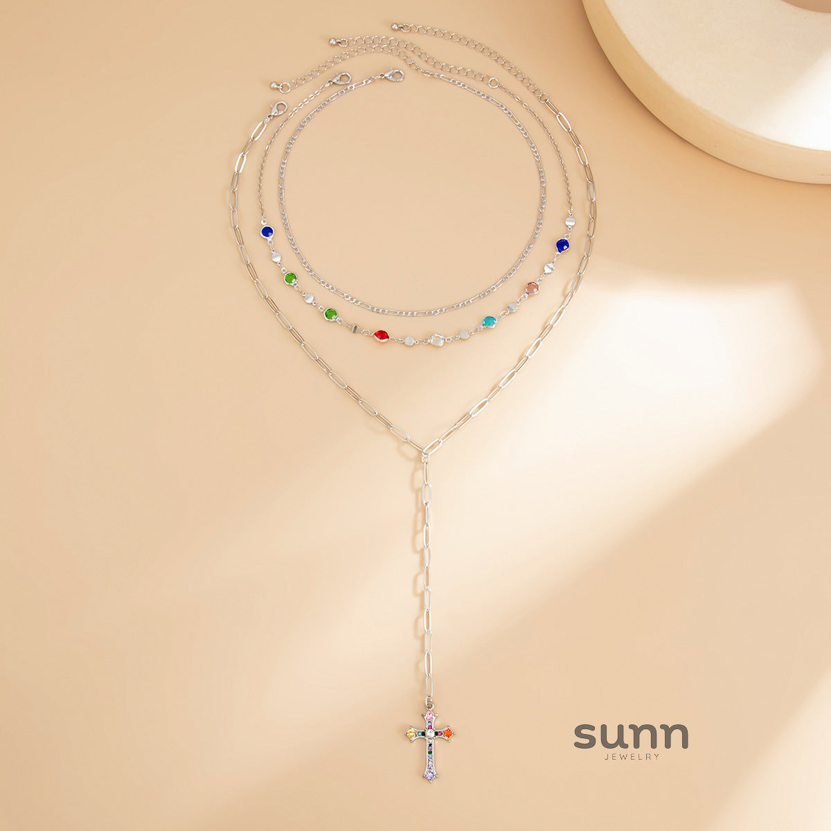 Loryn Rhinestone Cross Necklace [OPG2EKMY]