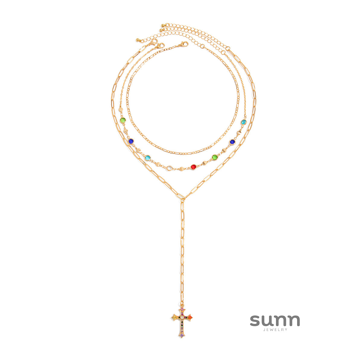 Loryn Rhinestone Cross Necklace [EHK3OT8J]