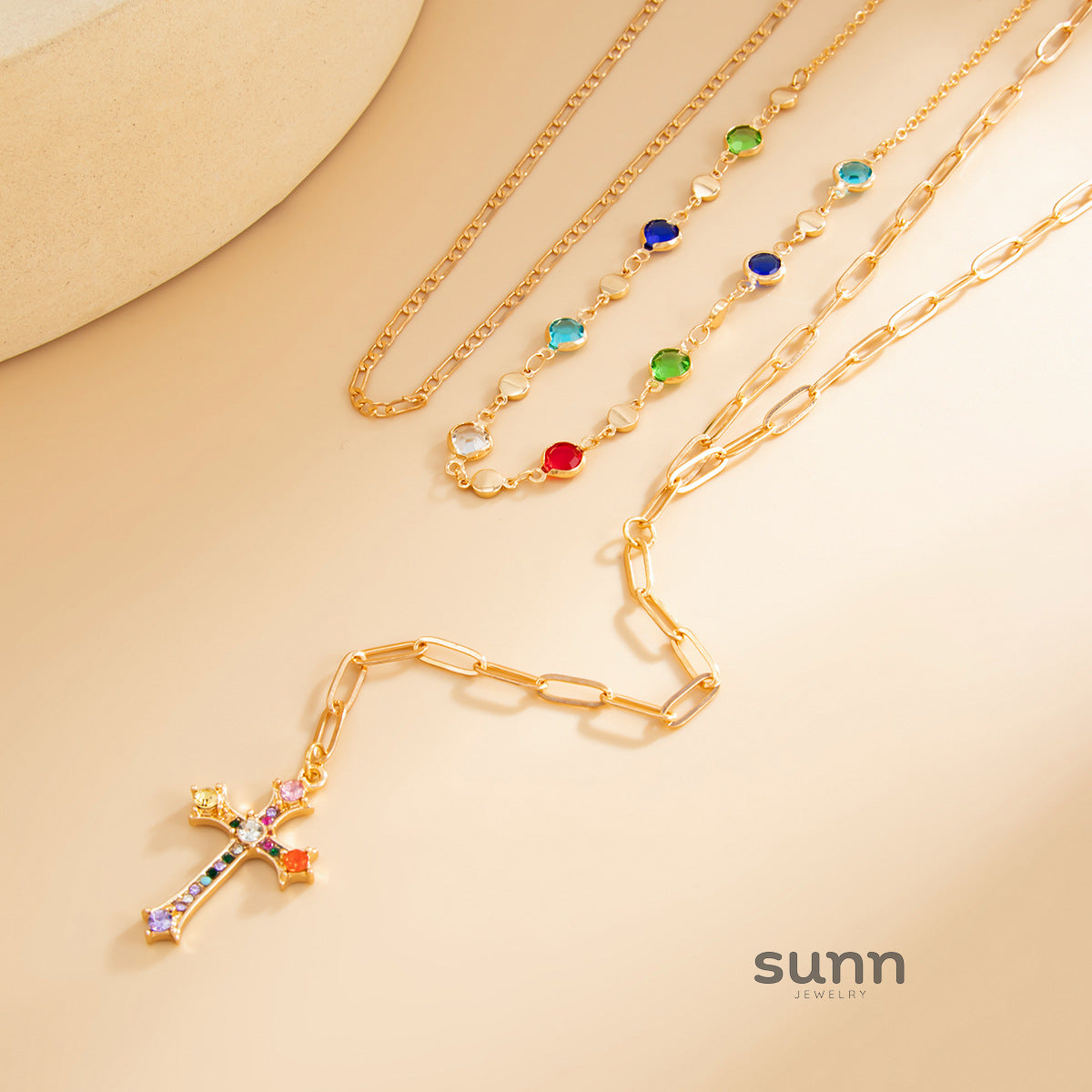 Loryn Rhinestone Cross Necklace [5LS7UYOI]