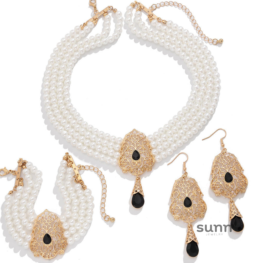 Lou Pearl Floral Collar Necklace [VSF7N3I0]