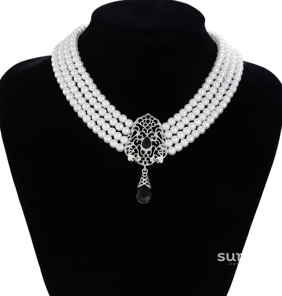 Lou Pearl Floral Collar Necklace [EF3V5WB7]