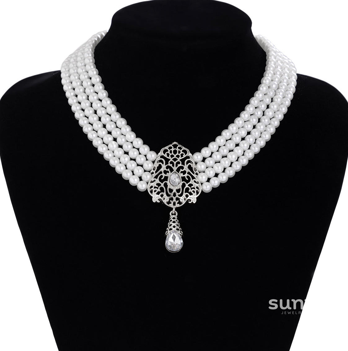 Lou Pearl Floral Collar Necklace [OAVWV2D1]