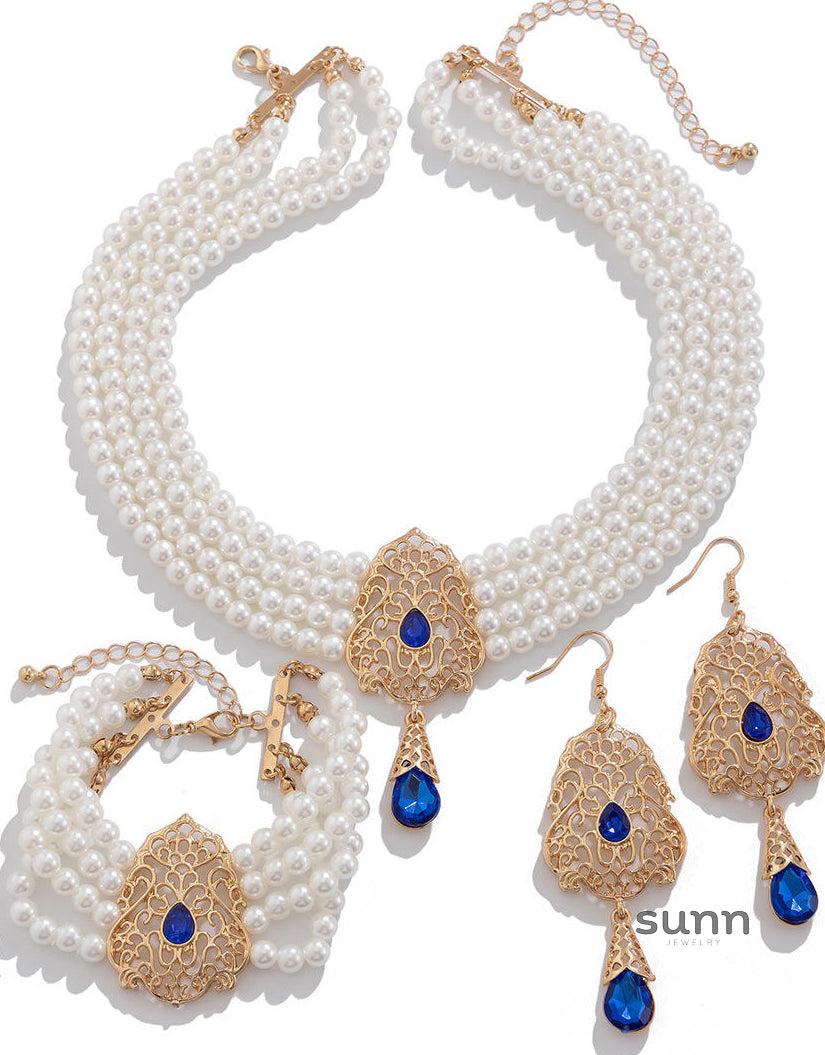 Lou Pearl Floral Collar Necklace [7RFEG7GX]