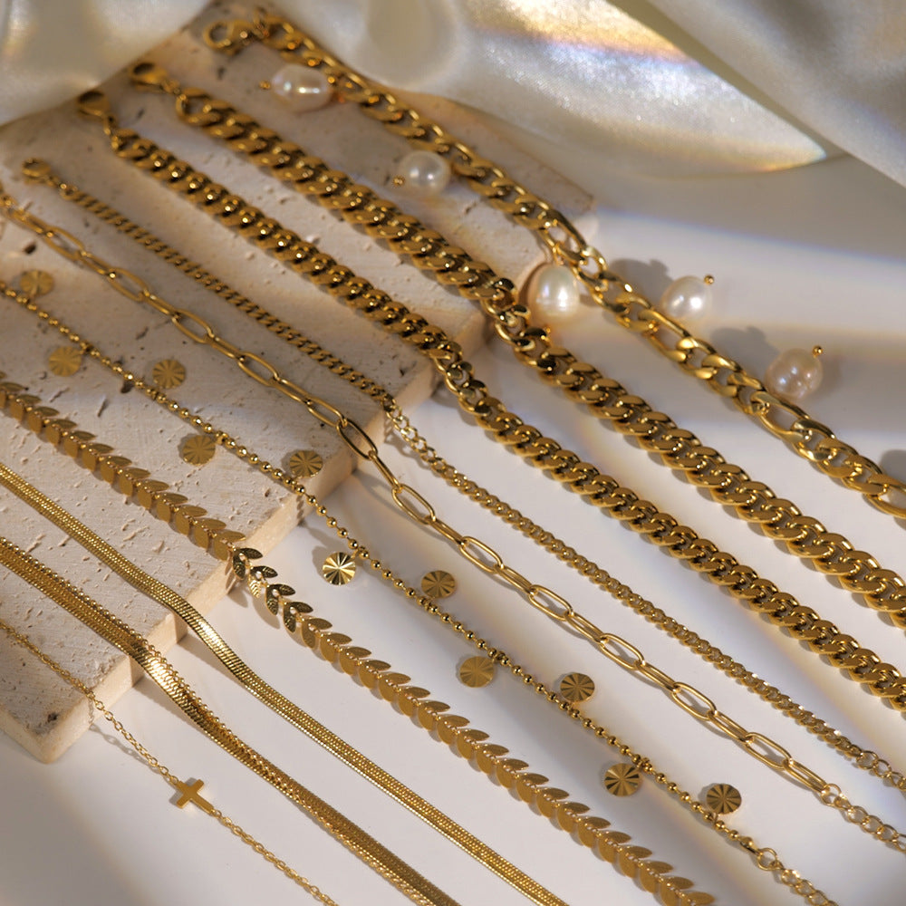 Lourdes Gold Cross Anklet [QHHT4CEF]