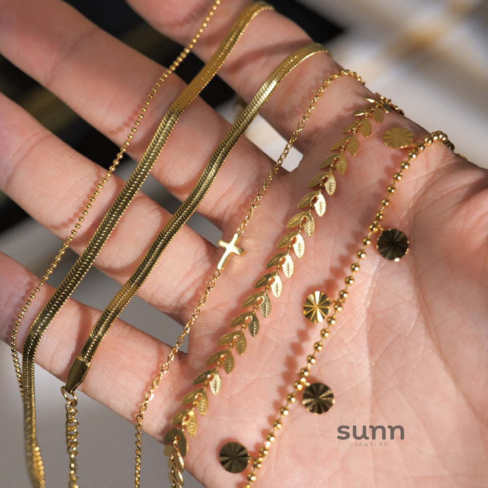 Lourdes Gold Cross Anklet [PHSQO8IB]