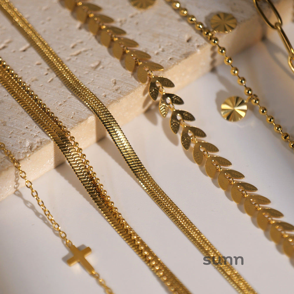 Lourdes Gold Cross Anklet [AA1YTOOI]