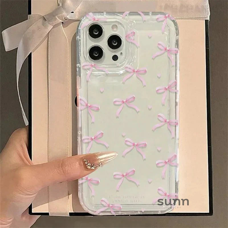 Luana Pink Bow Heart Phone Case