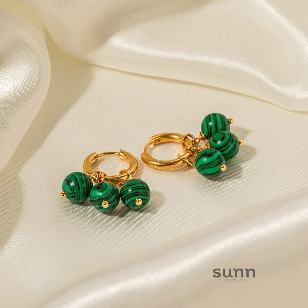 Lucia Malachite Tassel Hoop Earrings