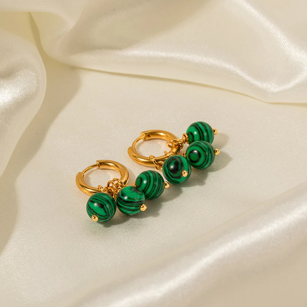 Lucia Malachite Tassel Hoop Earrings