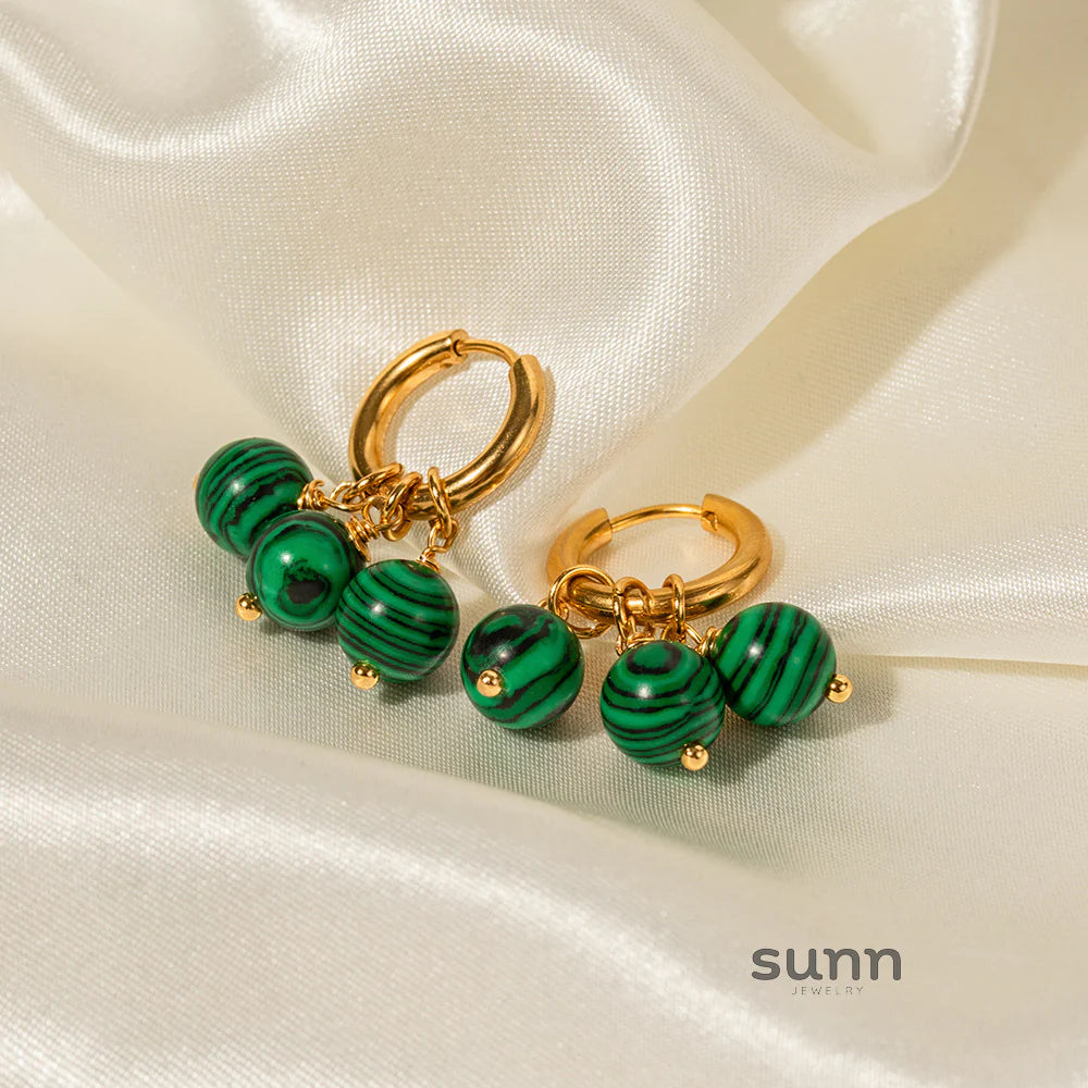 Lucia Malachite Tassel Hoop Earrings