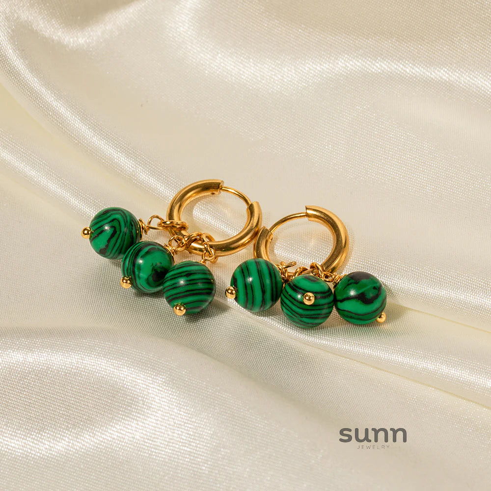 Lucia Malachite Tassel Hoop Earrings