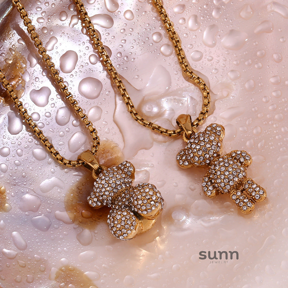 Lucienne Pave Bear Pearl Necklace [M3EUU0I6]