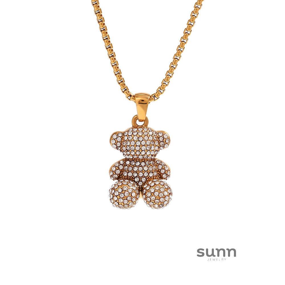 Lucienne Pave Bear Pearl Necklace [E4SRZNOC]