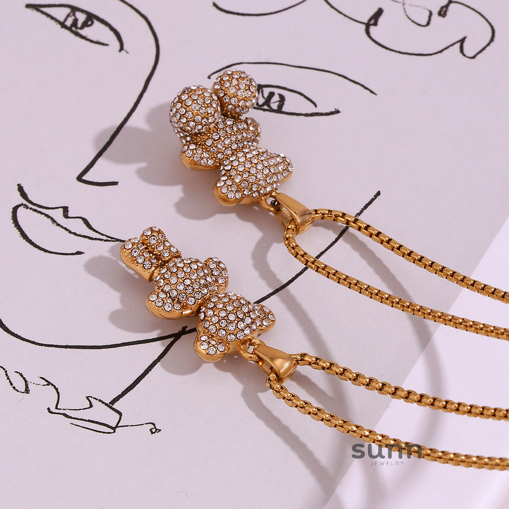 Lucienne Pave Bear Pearl Necklace [TAH5C5VJ]