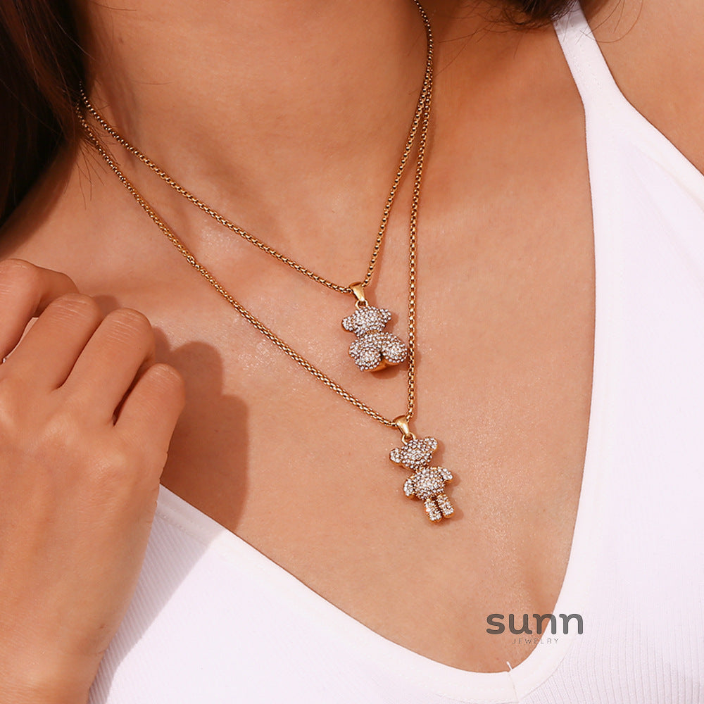 Lucienne Pave Bear Pearl Necklace [WJ0K5S8Y]