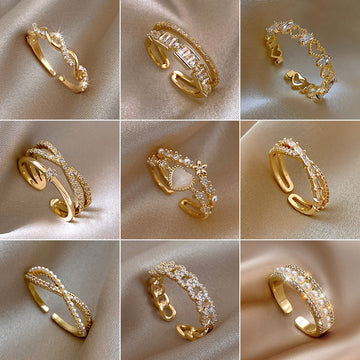 Lucy Delicate Adjustable Gold Ring [FPXHZWMU]