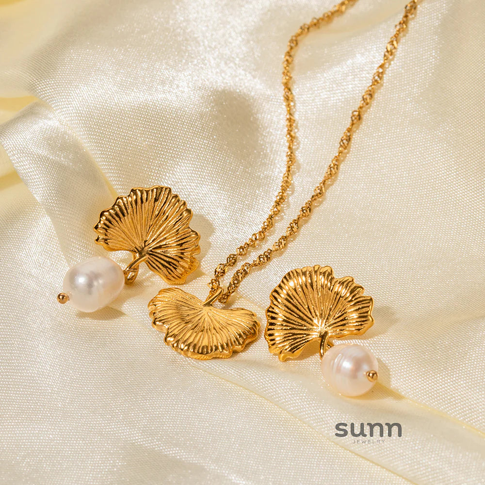 Lujain Ginkgo Pearl Jewelry