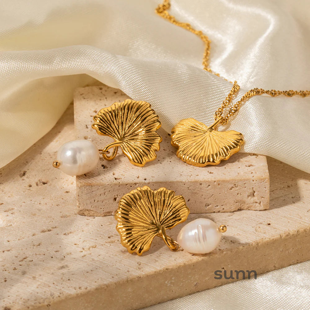 Lujain Ginkgo Pearl Jewelry