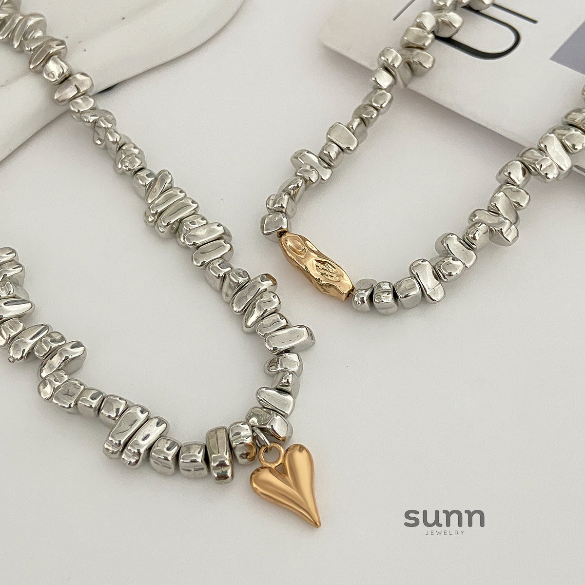 Lujain Layered Shattered Heart Necklace [ZOF5CKW5]