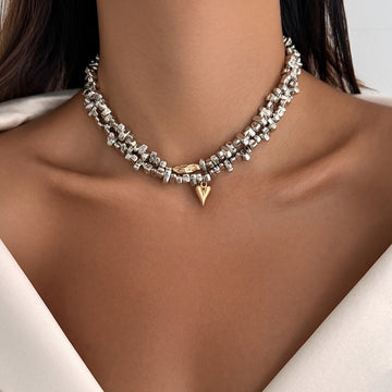 Lujain Layered Shattered Heart Necklace [EYRZXSQY]