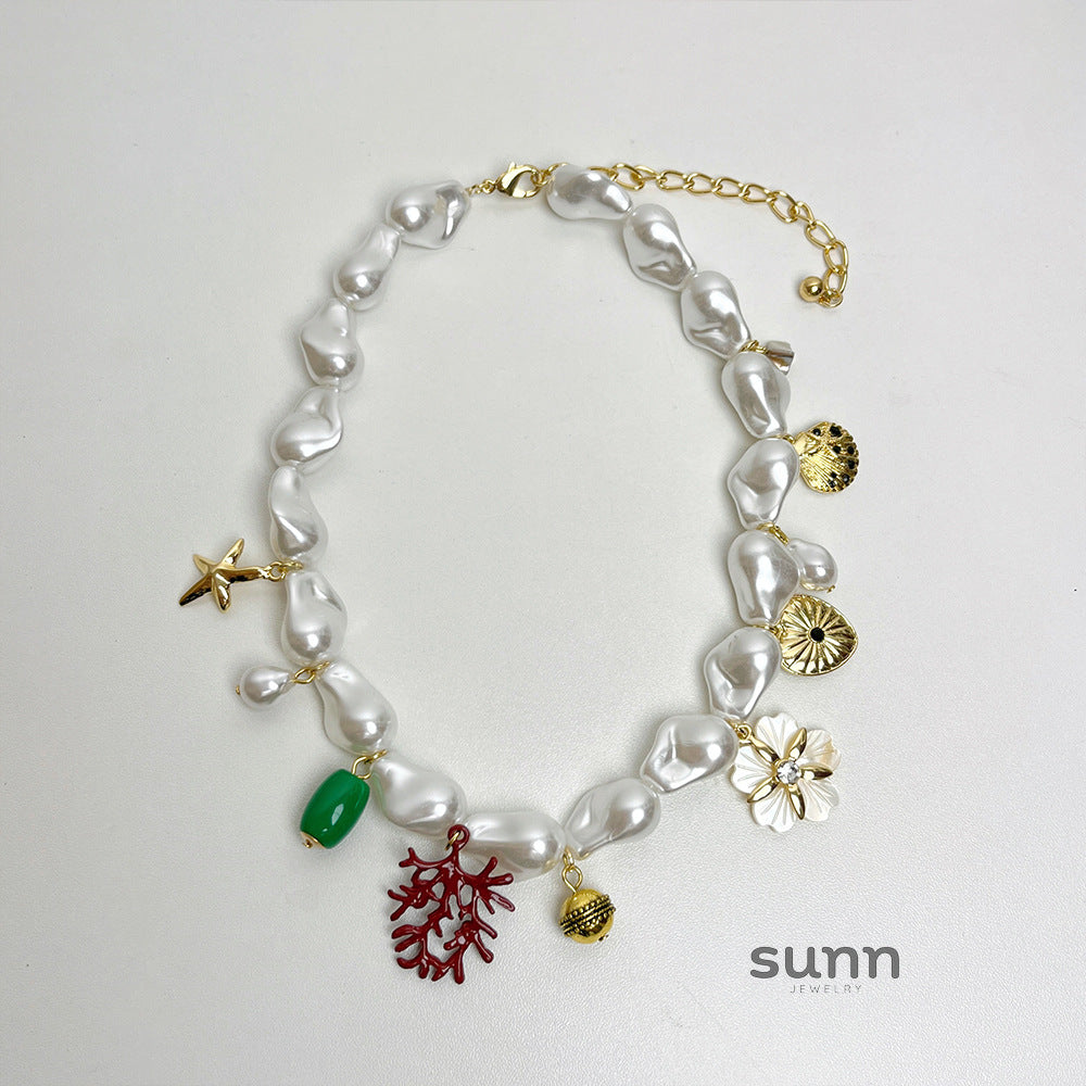 Lundyn Coral Pearl Necklace [8APZNREG]