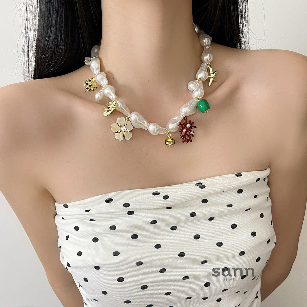 Lundyn Coral Pearl Necklace [OAMS2YQH]