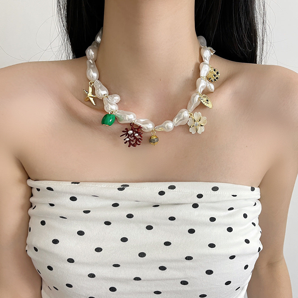 Lundyn Coral Pearl Necklace [OAMS2YQH]