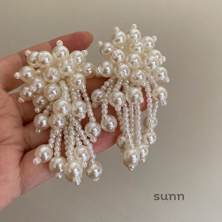 Luz Pearl Flower Tassel Earrings [JJB6HERQ]