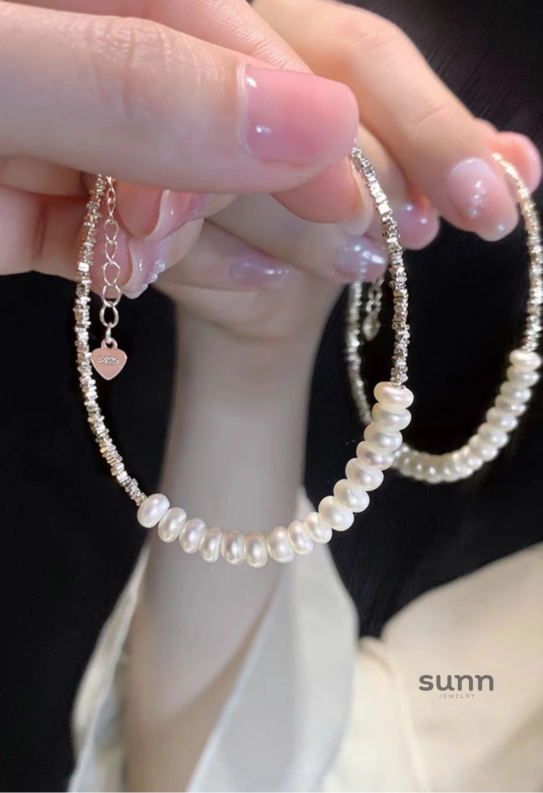Lylah Broken Silver Pearl Bracelet [7UXBOPXP]
