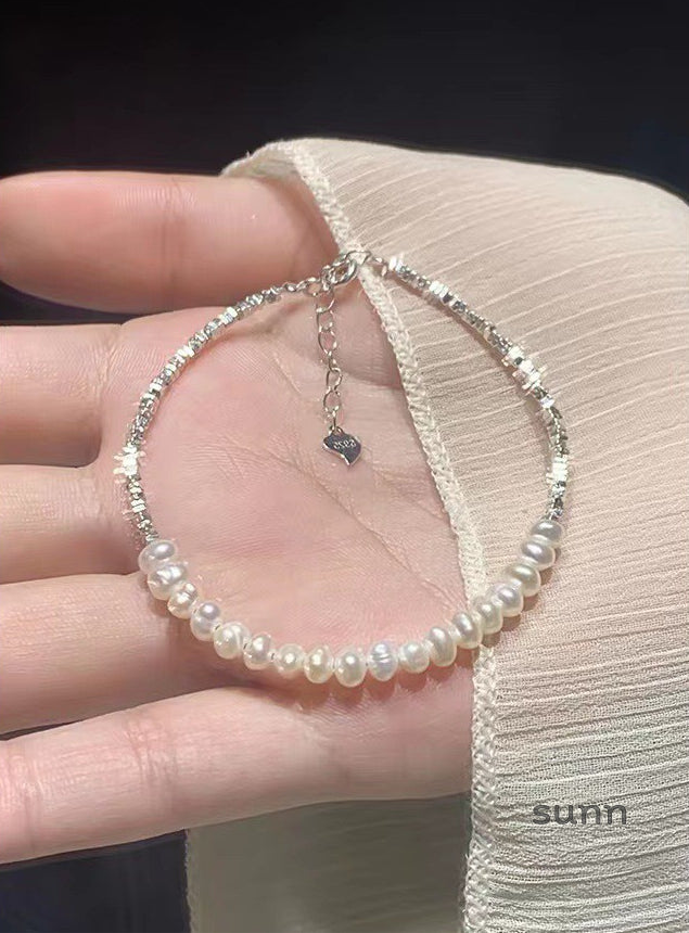 Lylah Broken Silver Pearl Bracelet [GFF2QWTN]