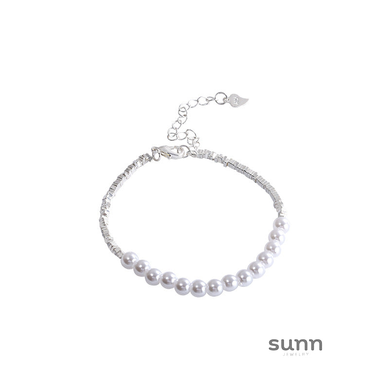 Lylah Broken Silver Pearl Bracelet [OPPM4S1S]