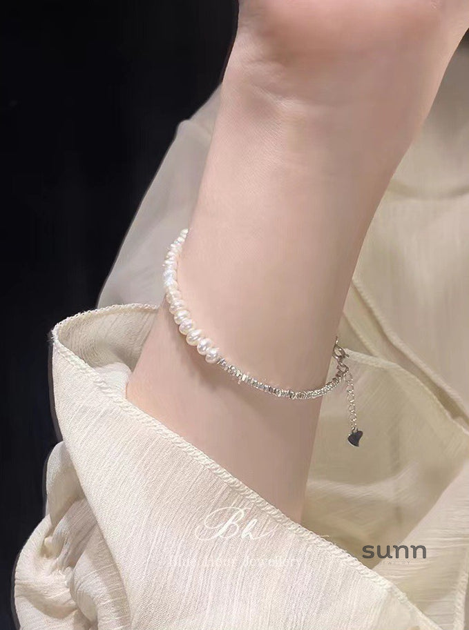 Lylah Broken Silver Pearl Bracelet [4AAE9K1X]