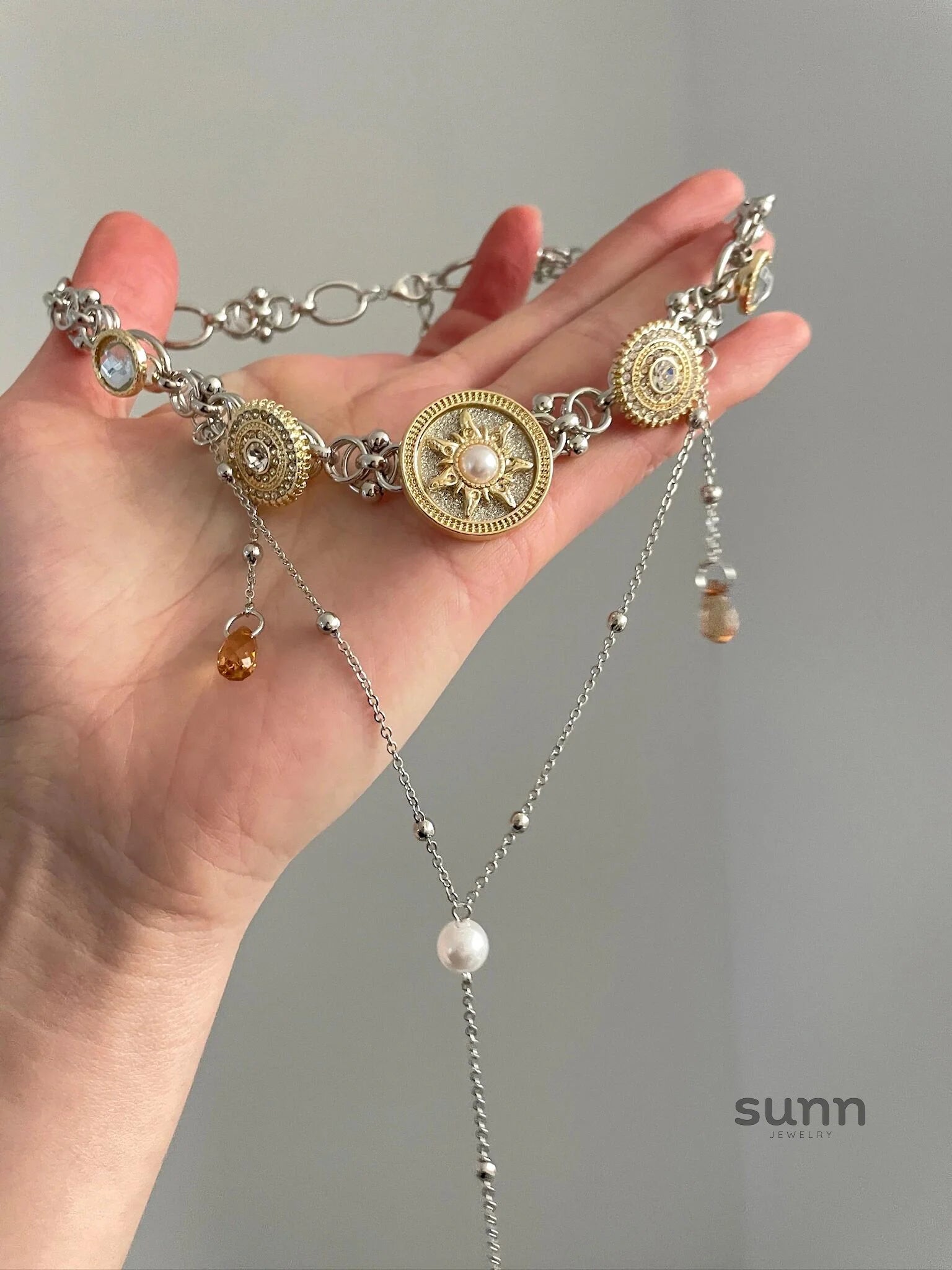 Lylah Dainty Star Pearl Necklace