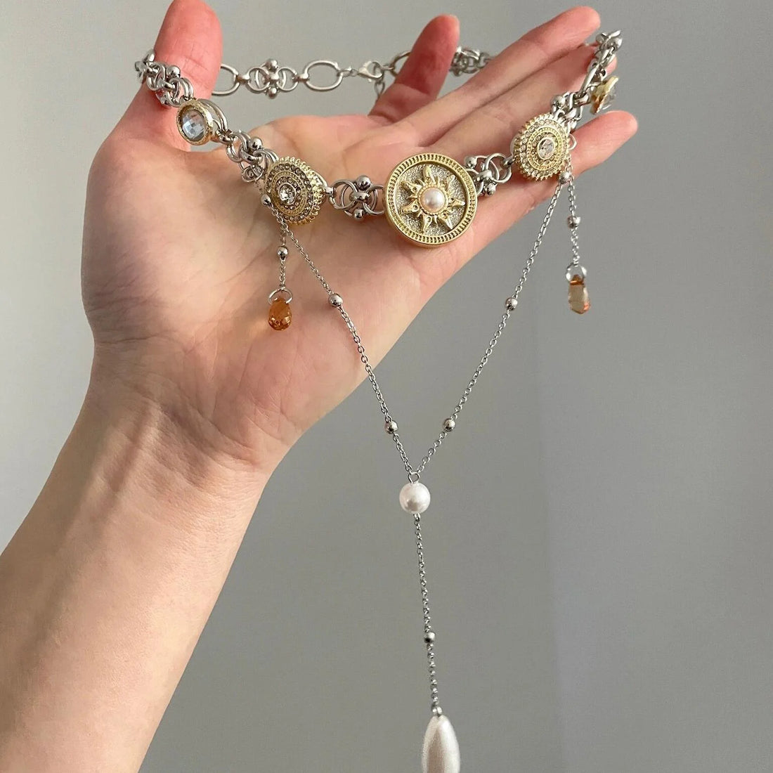 Lylah Dainty Star Pearl Necklace