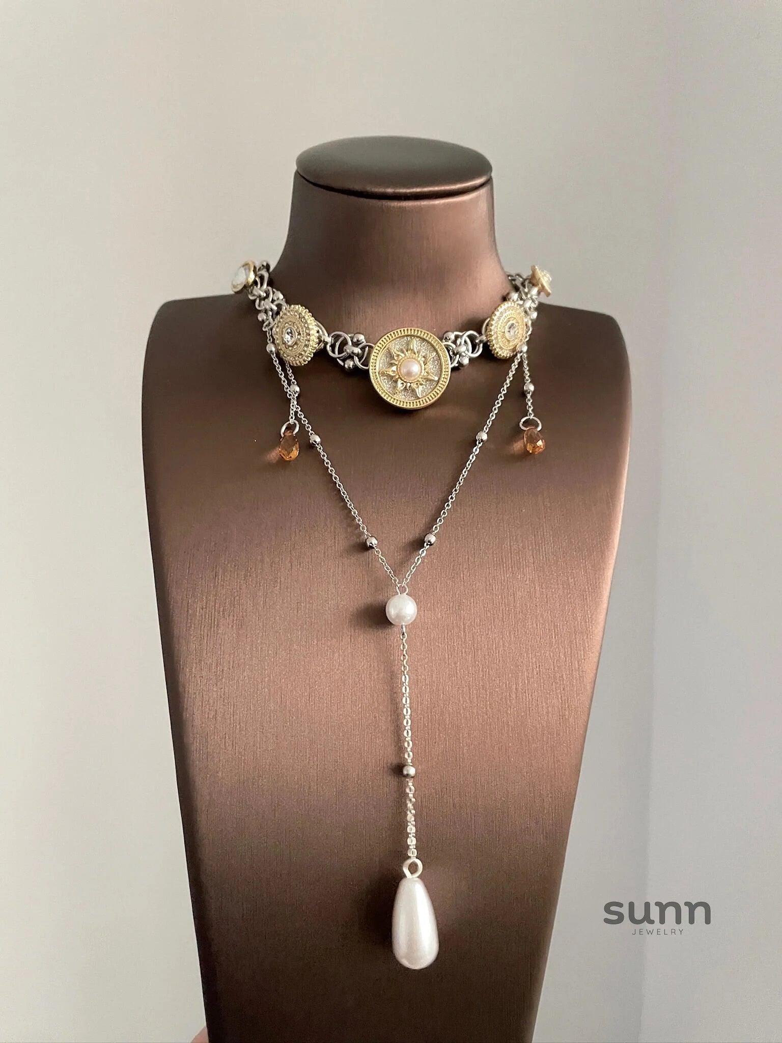 Lylah Dainty Star Pearl Necklace