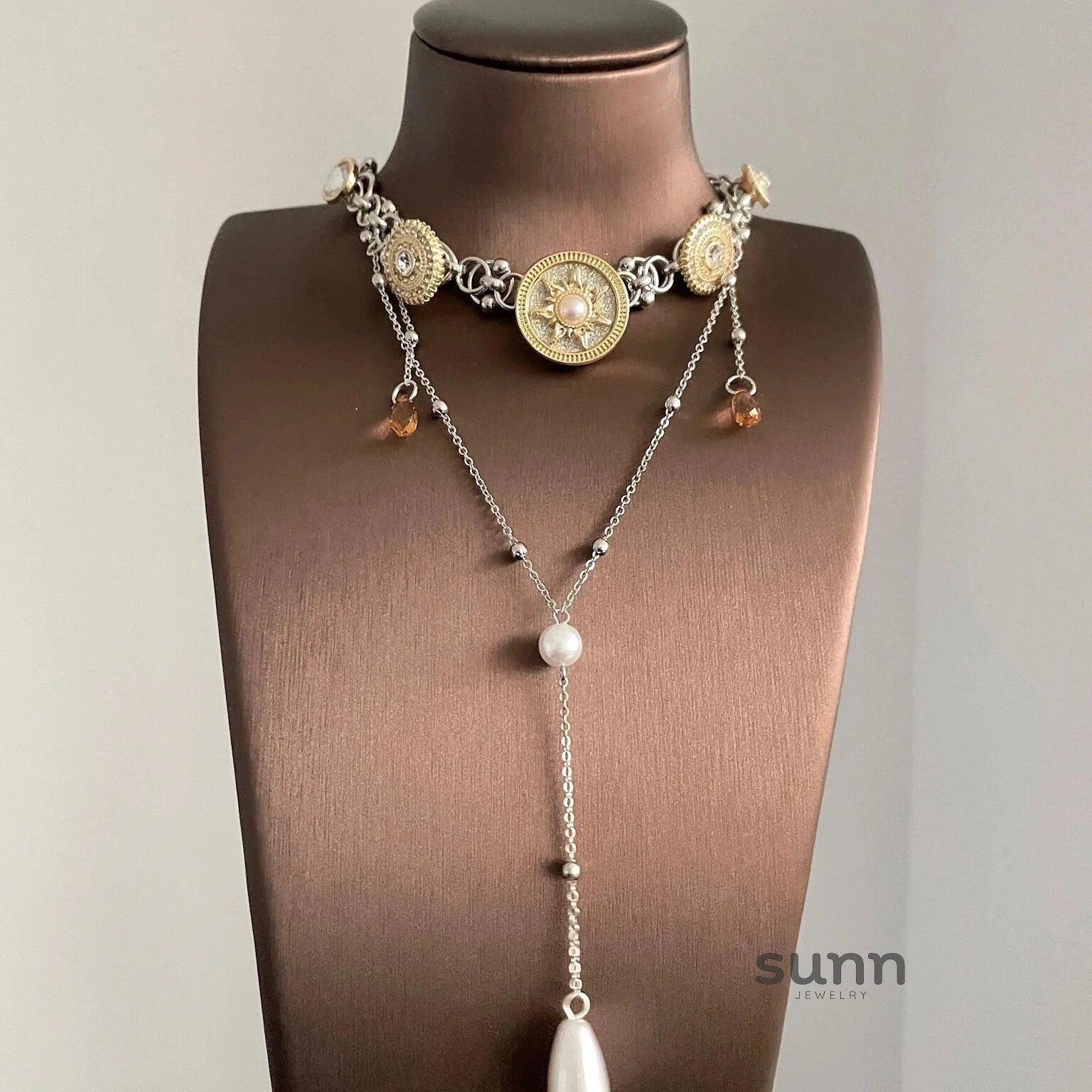 Lylah Dainty Star Pearl Necklace