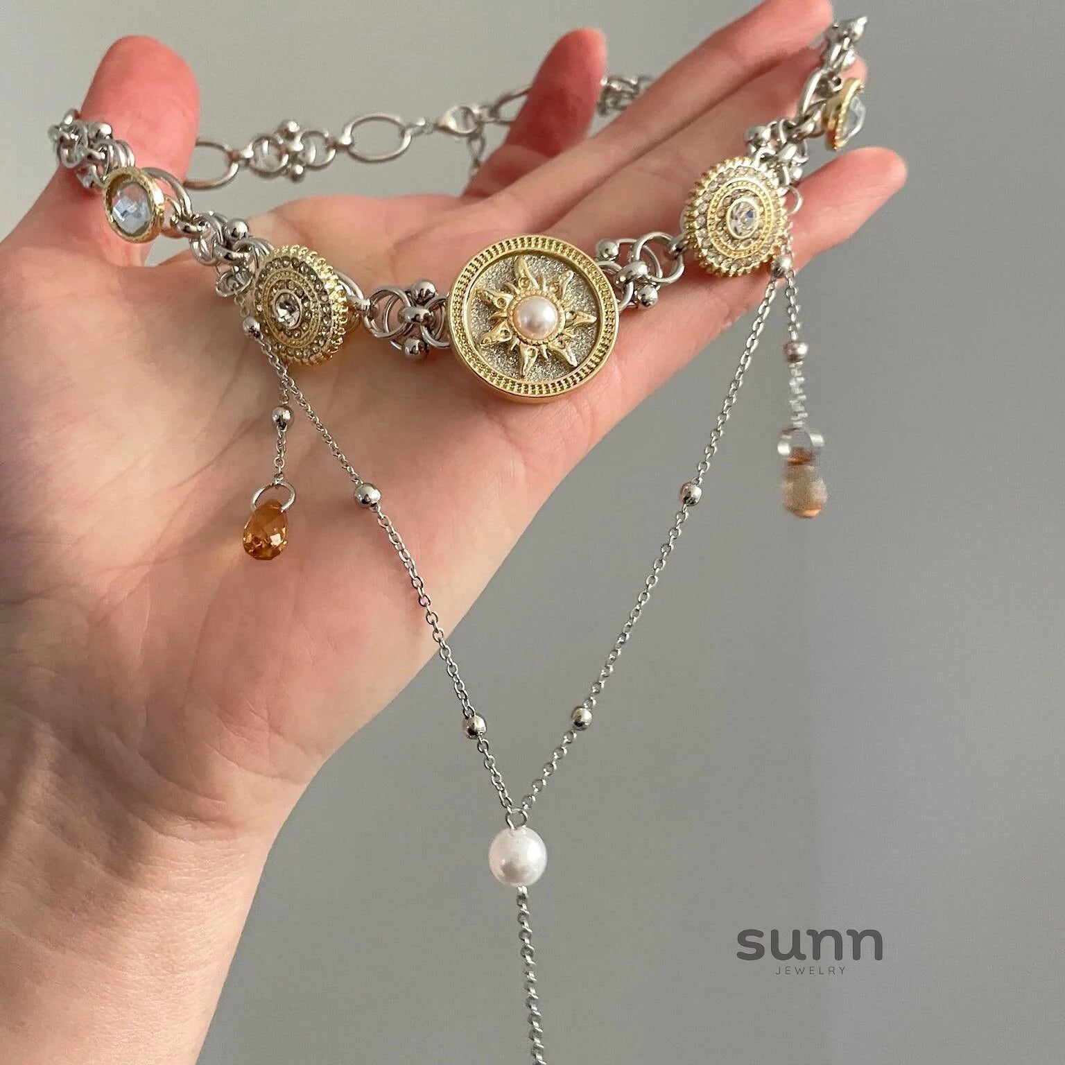 Lylah Dainty Star Pearl Necklace
