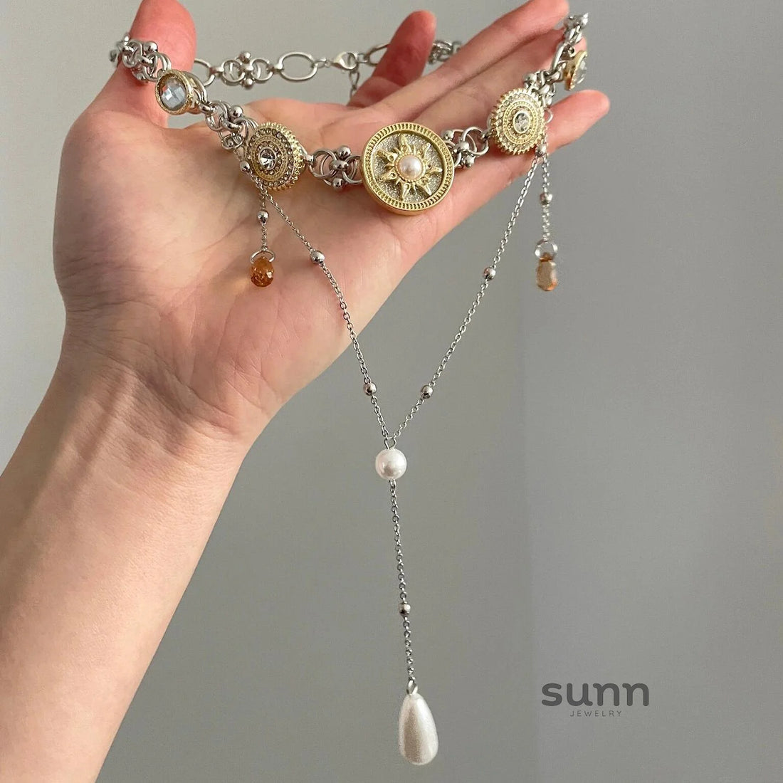 Lylah Dainty Star Pearl Necklace